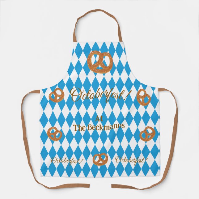 Blaubayerische Oktoberfestschwellen PERSONALISIERE Schürze (Vorderseite)