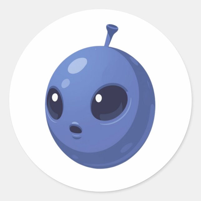Blaubeer-Alien – Süßes minimales Frucht-Design Runder Aufkleber (Vorderseite)