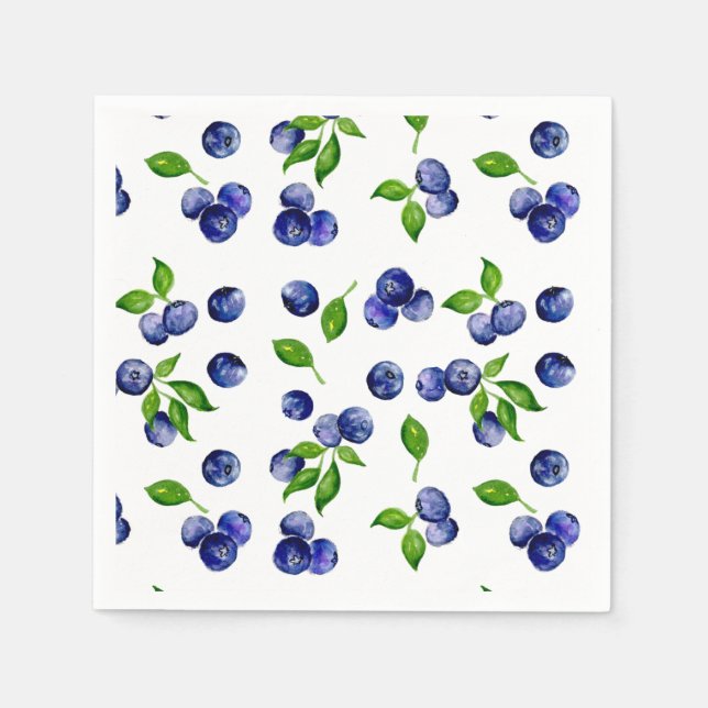 Blaubeer-Aquarell-Beere-Erster Geburtstag Serviette (Vorderseite)