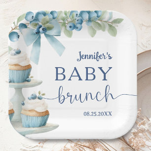 Blaubeer-Baby-Brunch-Boy-Baby-Party Pappteller