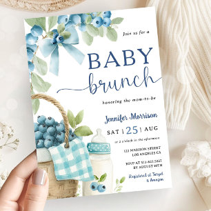 Blaubeer-Baby-Brunch-Junge-Bogen-und-Flasche-Baby- Einladung