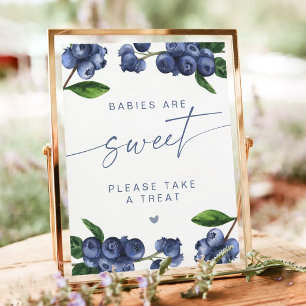 Blaubeer-Baby-Shower-Dessert-Tisch-Schild Poster