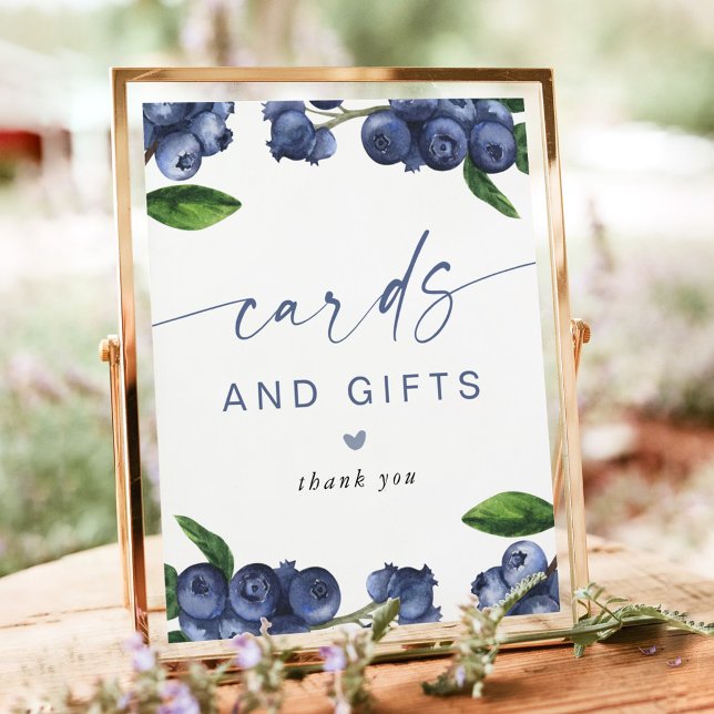 Blaubeer-Baby-Shower-Karten und Geschenke Schild (Von Creator hochgeladen)
