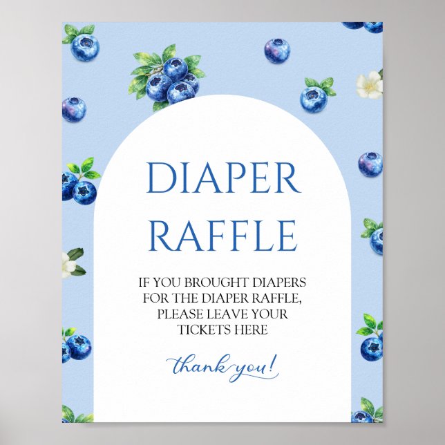 Blaubeer-Baby-Shower-Windel-Raffle Poster (Vorne)