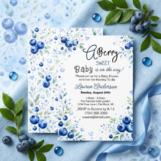 Blaubeer-Baby süßer Junge Baby-Party Einladung