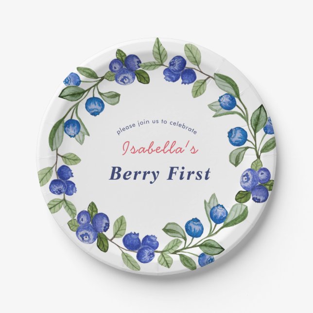 Blaubeer-Beeren-süße Babyparty Pappteller (Vorderseite)