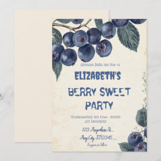 Blaubeer-Beeren-Süße-Geburtstagsfeier-Einladung Einladung