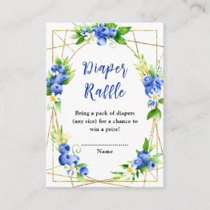 Blaubeer-Blumen-Baby-Shower-Windel-Raffel Begleitkarte