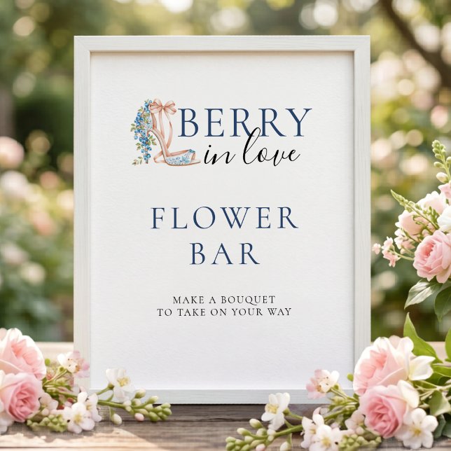Blaubeer-Blumen-Bar-Hochzeitsdusche-Schild Poster (Von Creator hochgeladen)