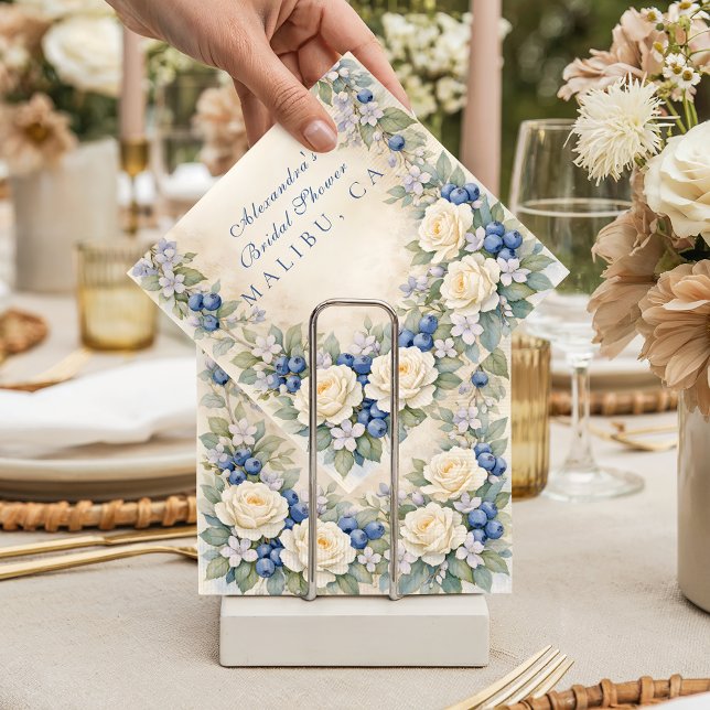 Blaubeer-Blumen-Erbschaft-Brautabschiedsparty Serviette (Von Creator hochgeladen)