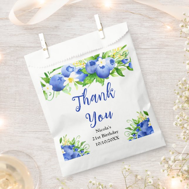 Blaubeer-Blumen-Geburtstags-Dankeschön Geschenktütchen (Ausgeschnitten)