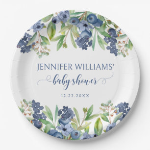 Blaubeer-Blumen-Junge-Baby-Party-Papier-Teller Pappteller