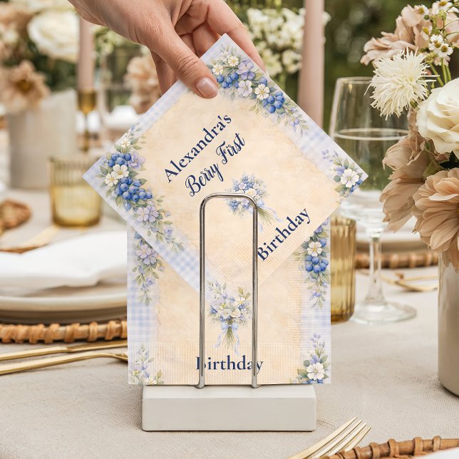 Blaubeer-Blumen-Märchenbuch-Erstes-Geburtstag Serviette (Von Creator hochgeladen)