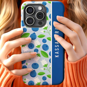 Blaubeer-Blumenmuster mit individuellem Namen Case-Mate iPhone Hülle