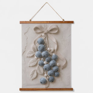 Blaubeer-Botanik-Relief-Wandkunst Wandteppich Mit Holzrahmen