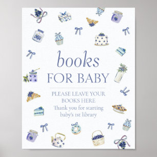 Blaubeer-Dessert-Baby-Shower-Bücher für Baby Poster