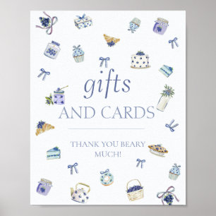 Blaubeer-Dessert-Baby-Shower-Geschenke und -Karten Poster