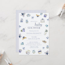 Blaubeer-Dessert-Baby-Shower-Wasserfarbe