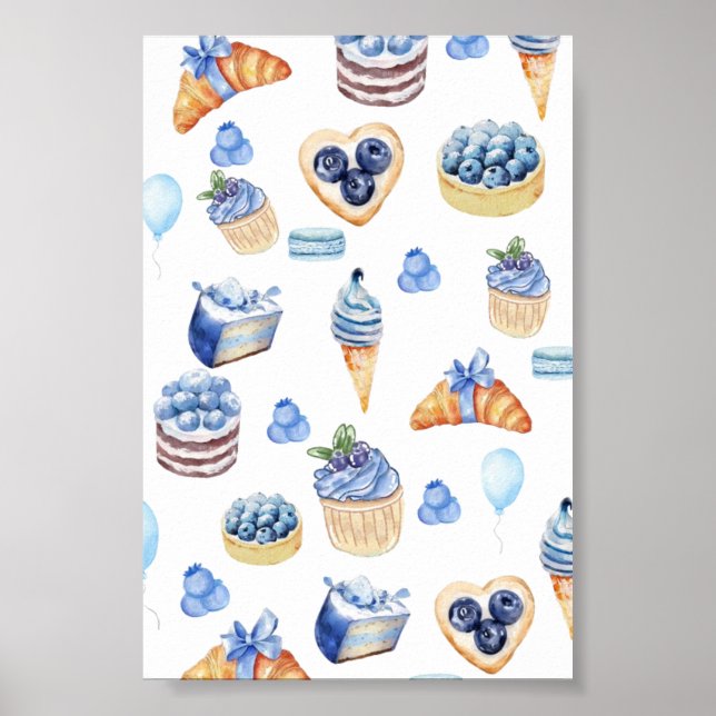 Blaubeer-Dessertliebhaber Poster (Vorne)