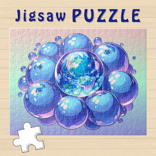 Blaubeer-Erde Planet Comic-Book-Stil - Puzzle
