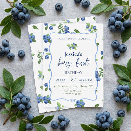 Blaubeer Erster Geburtstag Einladung