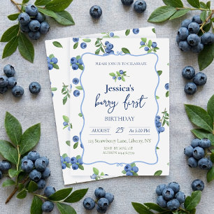 Blaubeer Erster Geburtstag Einladung