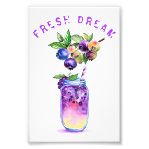 Blaubeer-Foto-Druck Früchte Saft Getränk Sommer Fotodruck