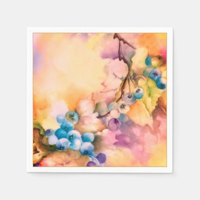 Blaubeer-Frucht Serviette — Handbemalt (Vorderseite)