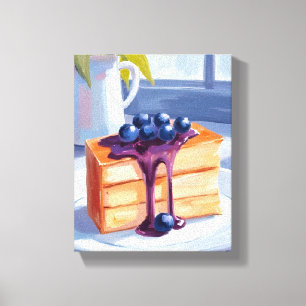 Blaubeer-Gebäck-Dessert-Torte-Wasserfarbe Leinwanddruck