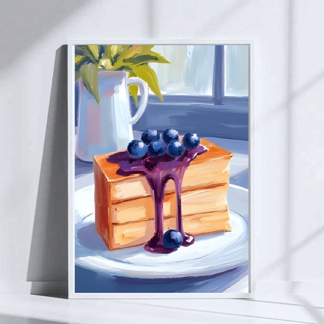Blaubeer-Gebäck-Dessert-Torte-Wasserfarbe Poster (Von Creator hochgeladen)