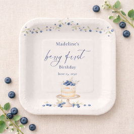 Blaubeer-Geburtstagstorte zum ersten Geburtstag Pappteller