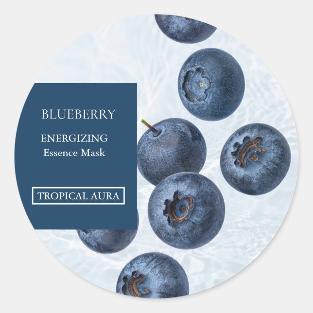 Blaubeer-Gesichtsmaske Etikett Runder Aufkleber (Vorderseite)