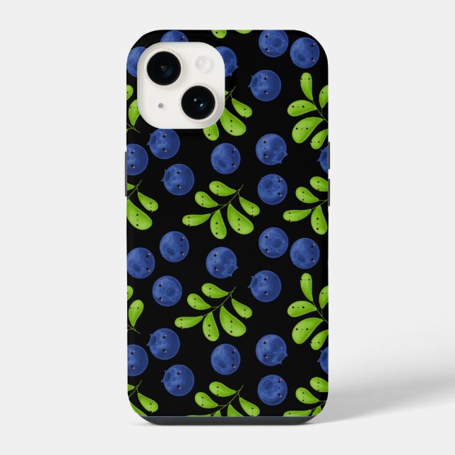 Blaubeer-Glück: Frisches Fruchtmuster-Design iPhone Hülle (Rückseite)
