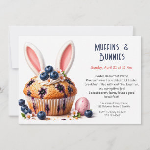 Blaubeer-Hasen-Muffin-Osterfrühstücksfeier Einladung