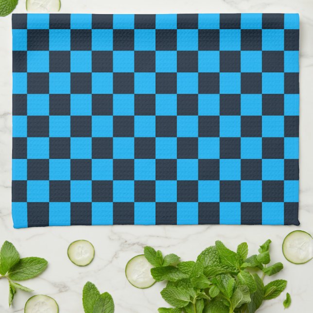 Blaubeer kariertes Muster Geschirrtuch (Gefaltet)