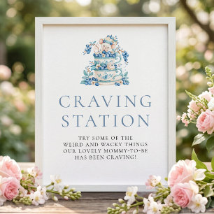 Blaubeer-Maus-Verlangensstation-Schild Baby Shower Poster
