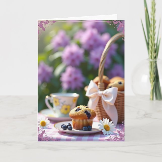 Blaubeer-Muffin-Geburtstagskarte Karte (Vorderseite)