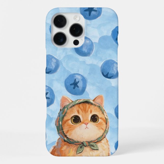 Blaubeer Süße Katze Handyhülle Kawaii Kätzchen iPhone Hülle (Rückseite)