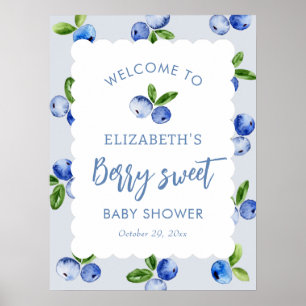 Blaubeer-Süßer-Junge-Baby-Shower-Willkommensschild Poster