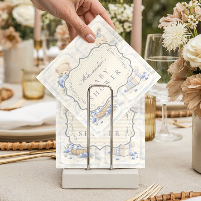 Blaubeer-Teddy-Garten-Toilette-Baby-Party Serviette (Von Creator hochgeladen)