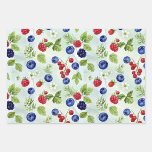Blaubeer-Themen-Mischverpackungspapier Flachblätte Geschenkpapier Set
