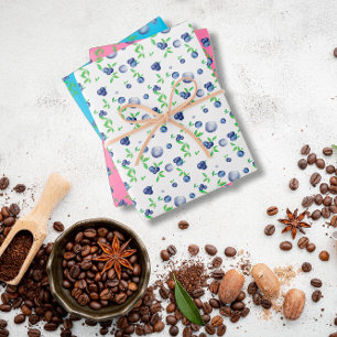 Blaubeer weiß rosa Muster Geschenkpapier Set