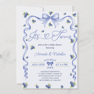 Blaubeer-Zwillinge Baby Shower Einladung