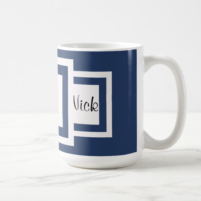 Blaubeerblau-Monogramm Kaffeetasse (Rechts)