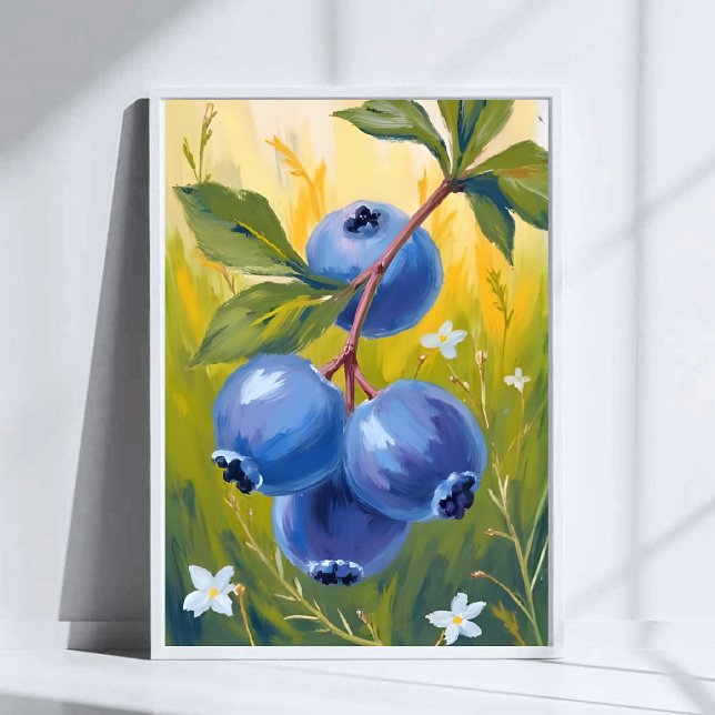 Blaubeerbusch | Frucht Aquarellmalerei Poster (Von Creator hochgeladen)