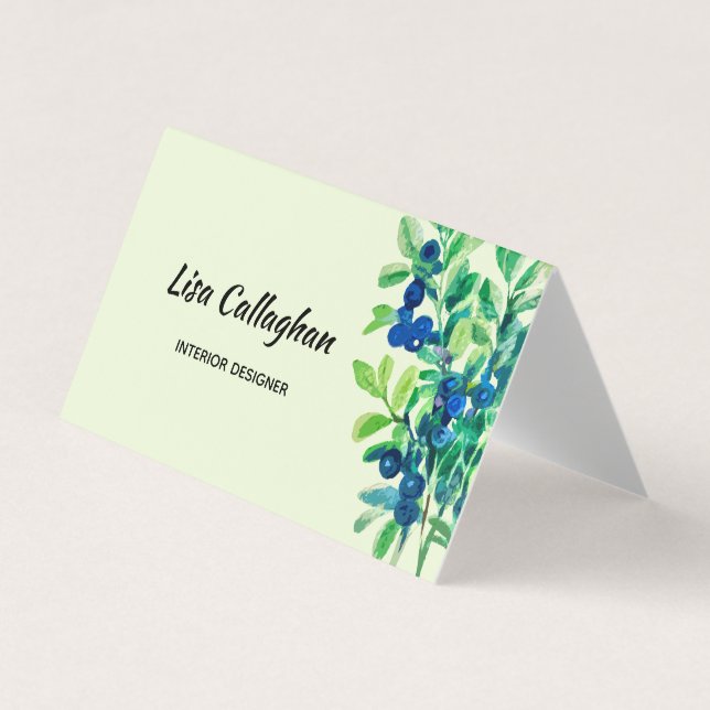 Blaubeere Aquarell Visitenkarten (Vorderseite)