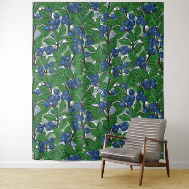 Blaubeere auf weiß wandteppich (Beispiel)