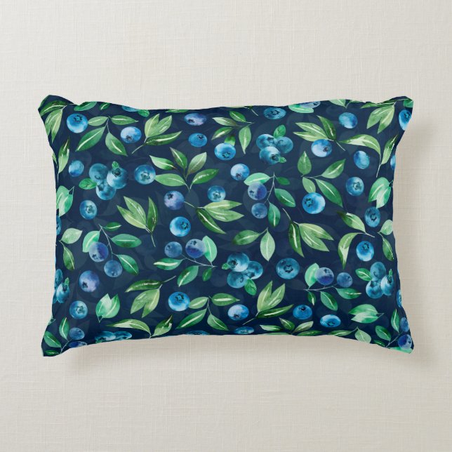 Blaubeere in Aquarellfarben, nahtloses Muster, Wil Dekokissen (Vorderseite)