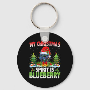 Blaubeere mit Weihnachtsmannmütze - Weihnachtsstim Schlüsselanhänger