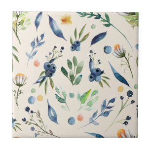 Blaubeere und Daisy Clear Image Nahtlos Fliese